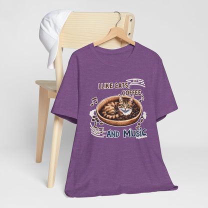 Coffee, Cats and Music V T-Shirt