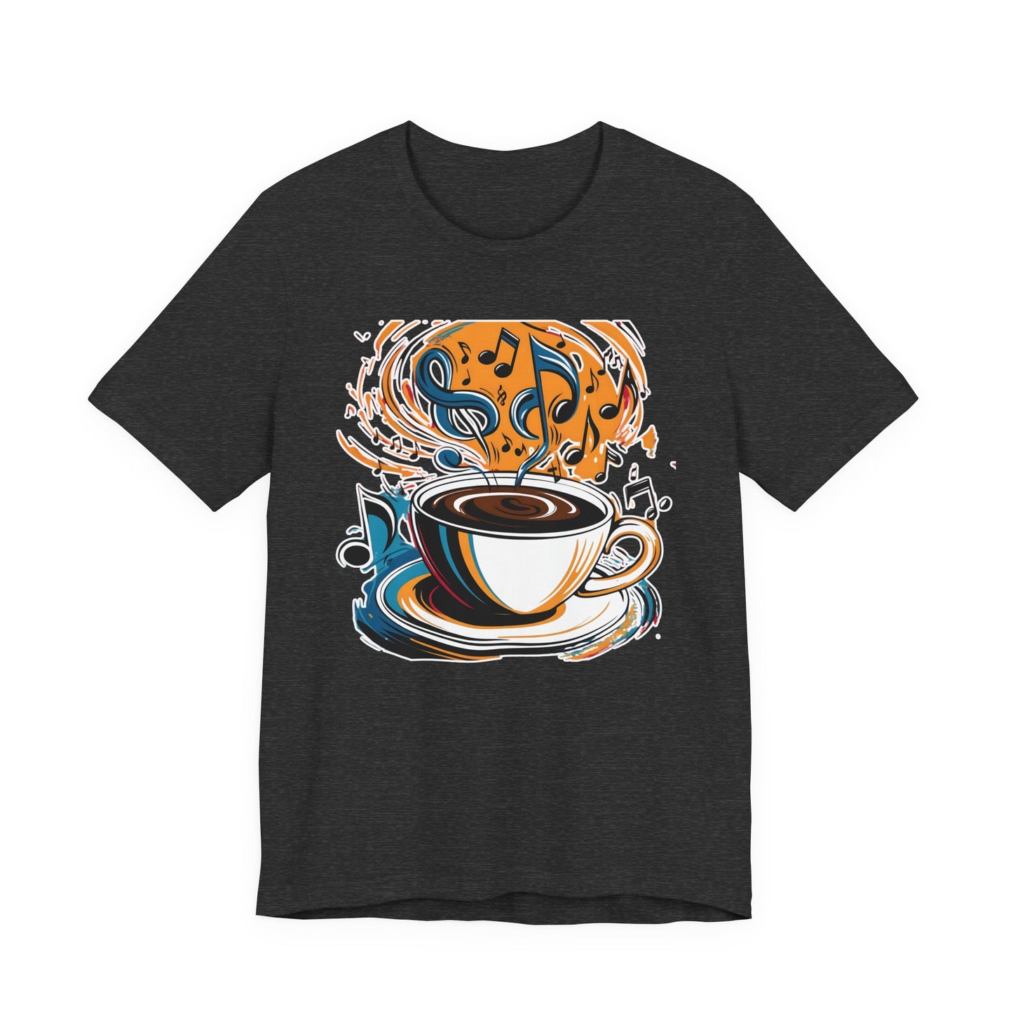 Coffee and Colorful Music Notes T-Shirt