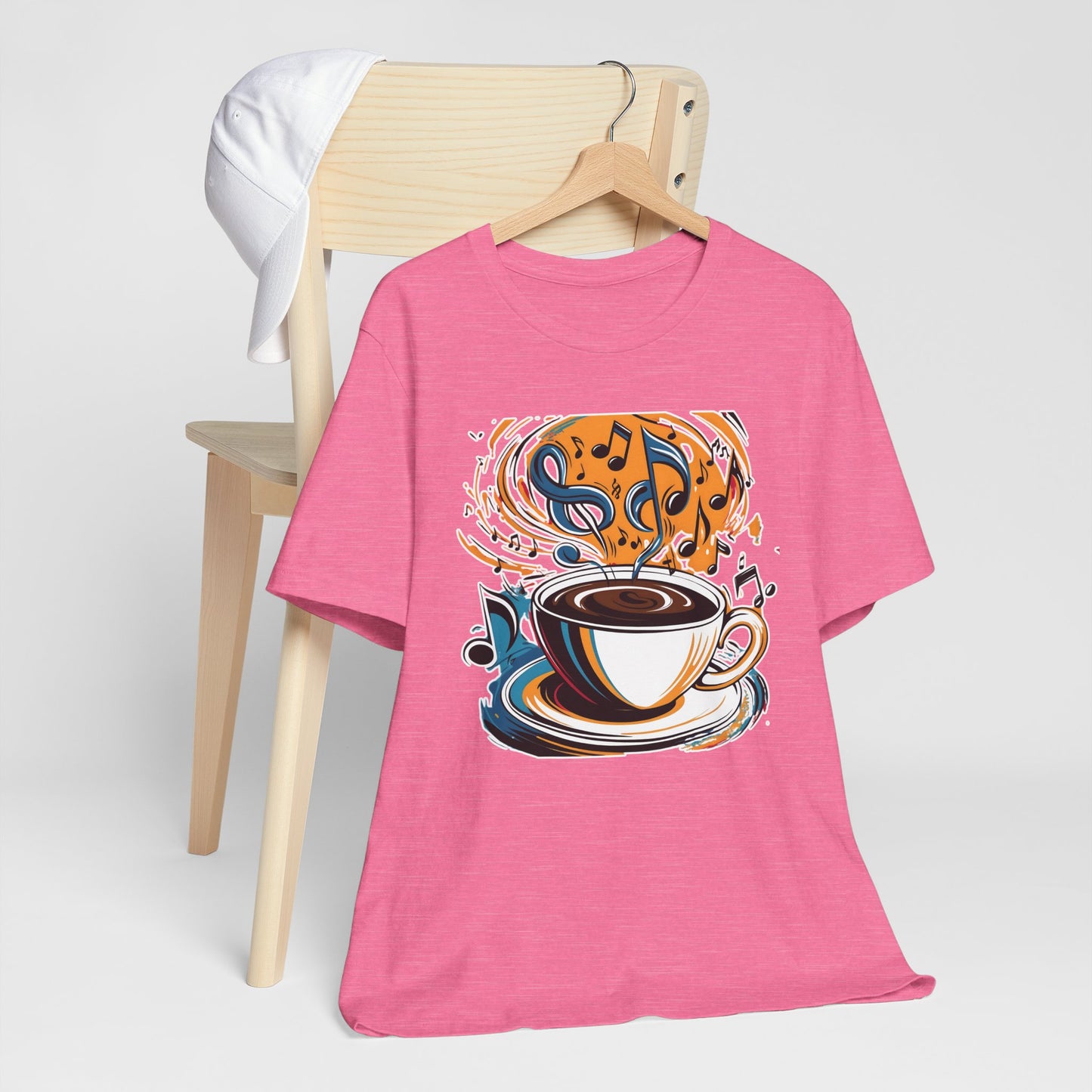 Coffee and Colorful Music Notes T-Shirt