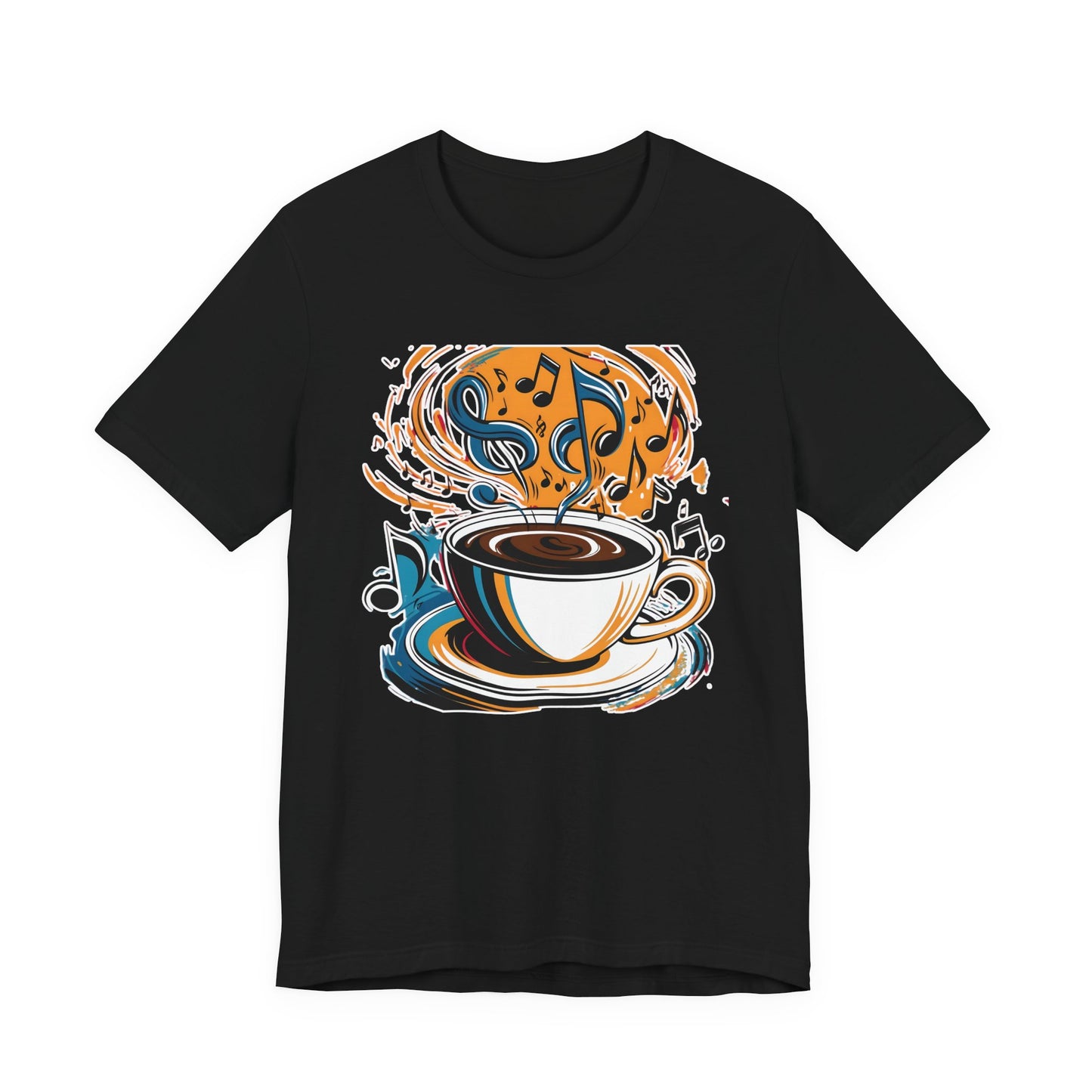 Coffee and Colorful Music Notes T-Shirt