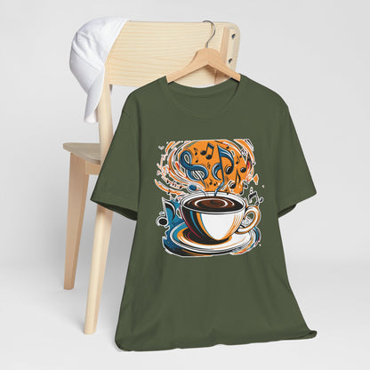 Coffee and Colorful Music Notes T-Shirt
