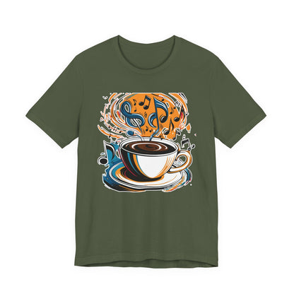Coffee and Colorful Music Notes T-Shirt