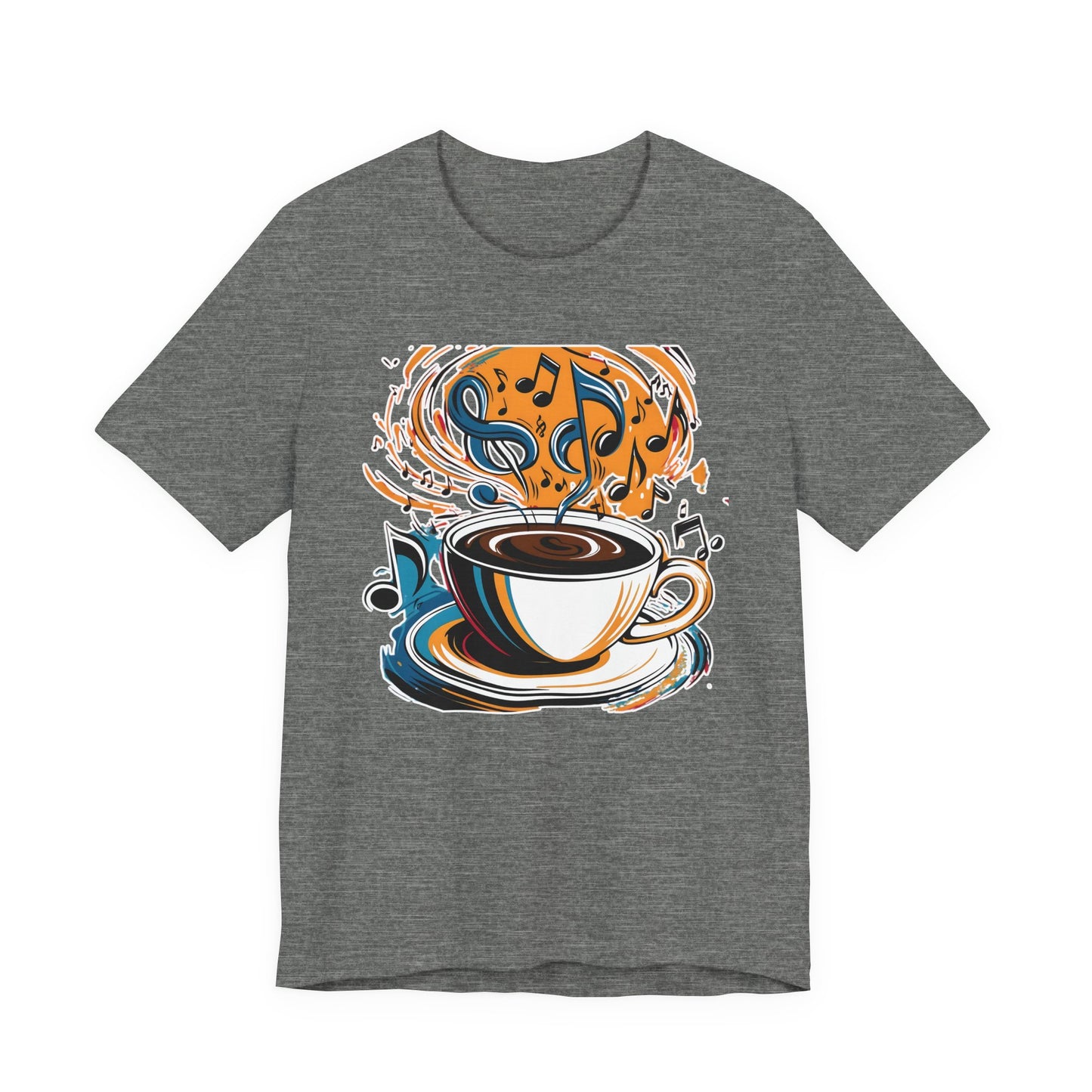 Coffee and Colorful Music Notes T-Shirt