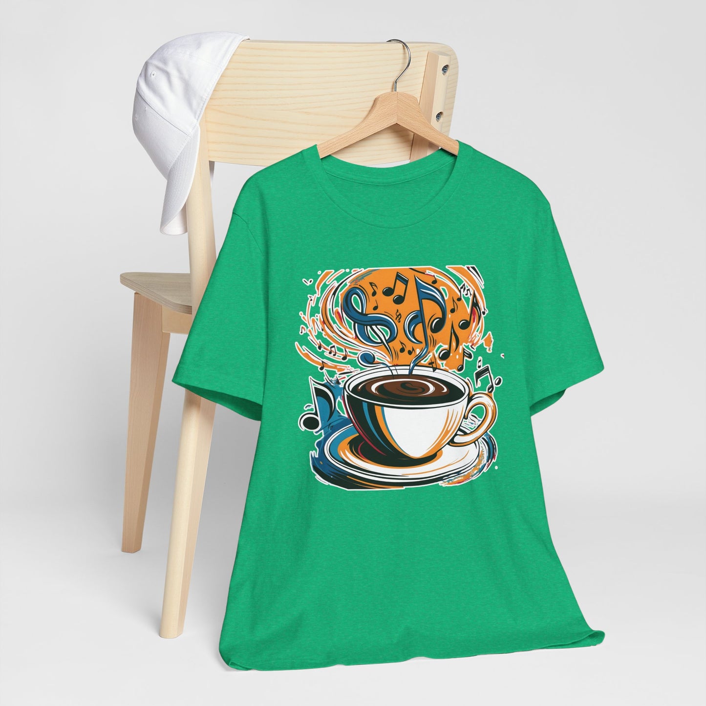 Coffee and Colorful Music Notes T-Shirt