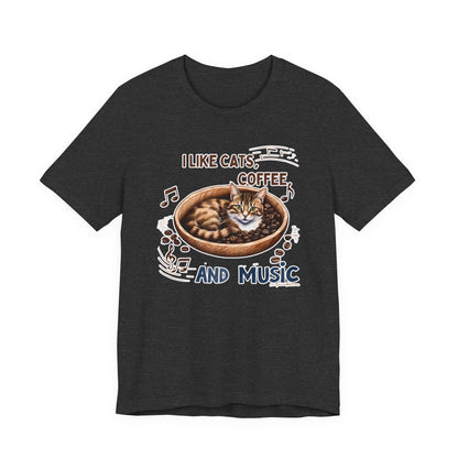 Coffee, Cats and Music V T-Shirt