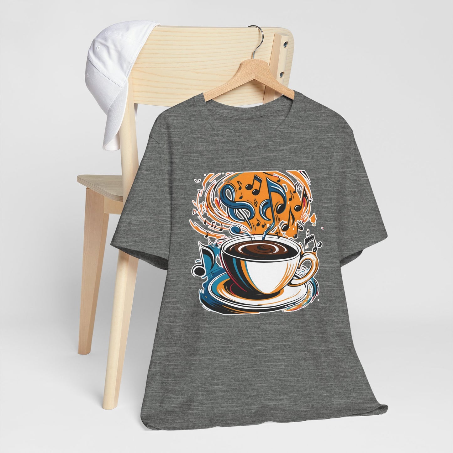 Coffee and Colorful Music Notes T-Shirt
