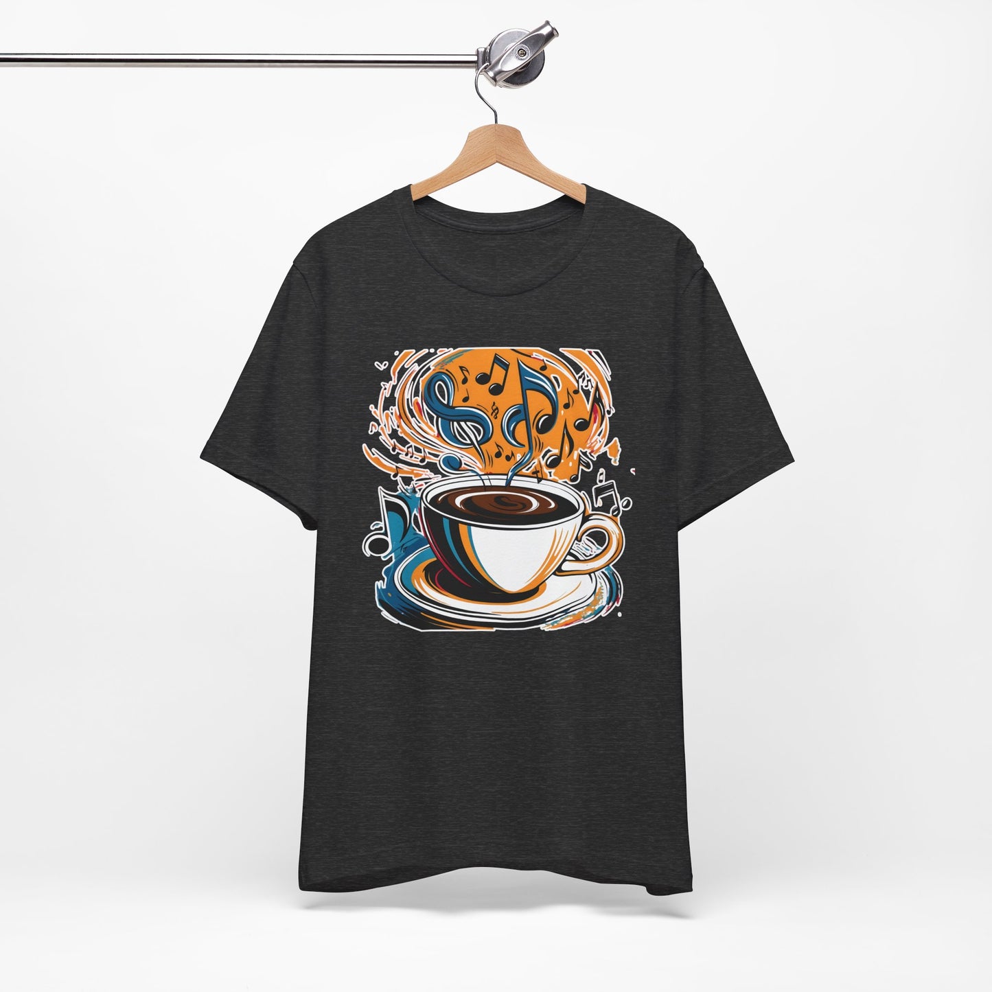 Coffee and Colorful Music Notes T-Shirt
