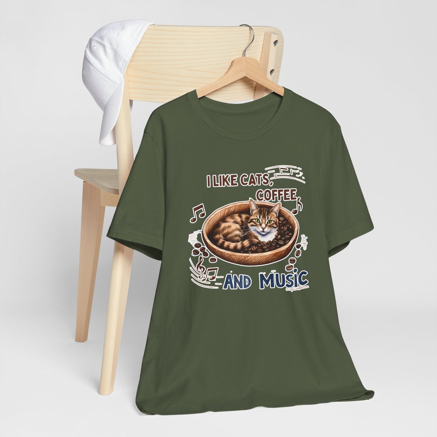 Coffee, Cats and Music V T-Shirt