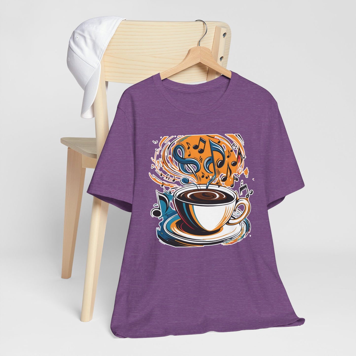 Coffee and Colorful Music Notes T-Shirt