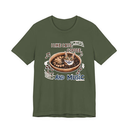 Coffee, Cats and Music V T-Shirt